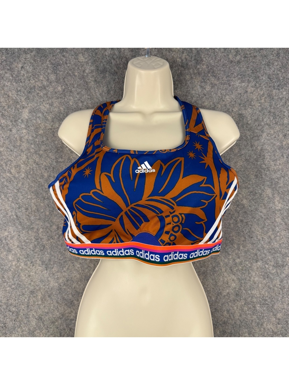 Adidas x Farm Rio Training Sports Bra Bold Blue Copper Floral Size 2X 985